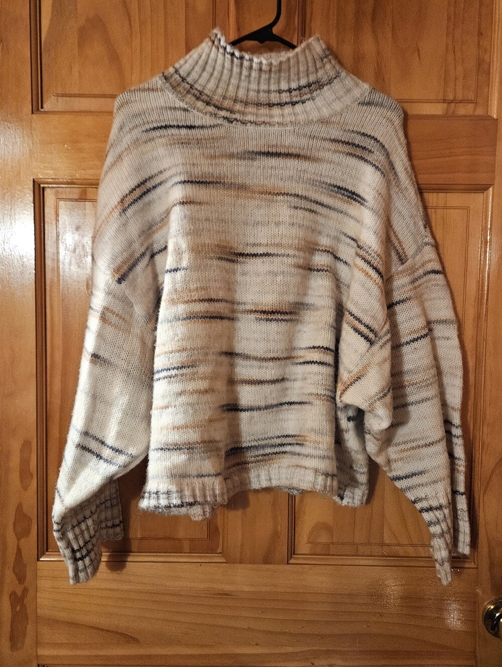 ANA Cream Striped Mick Turtleneck Sweater